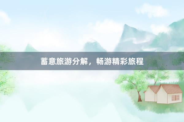 蓄意旅游分解，畅游精彩旅程